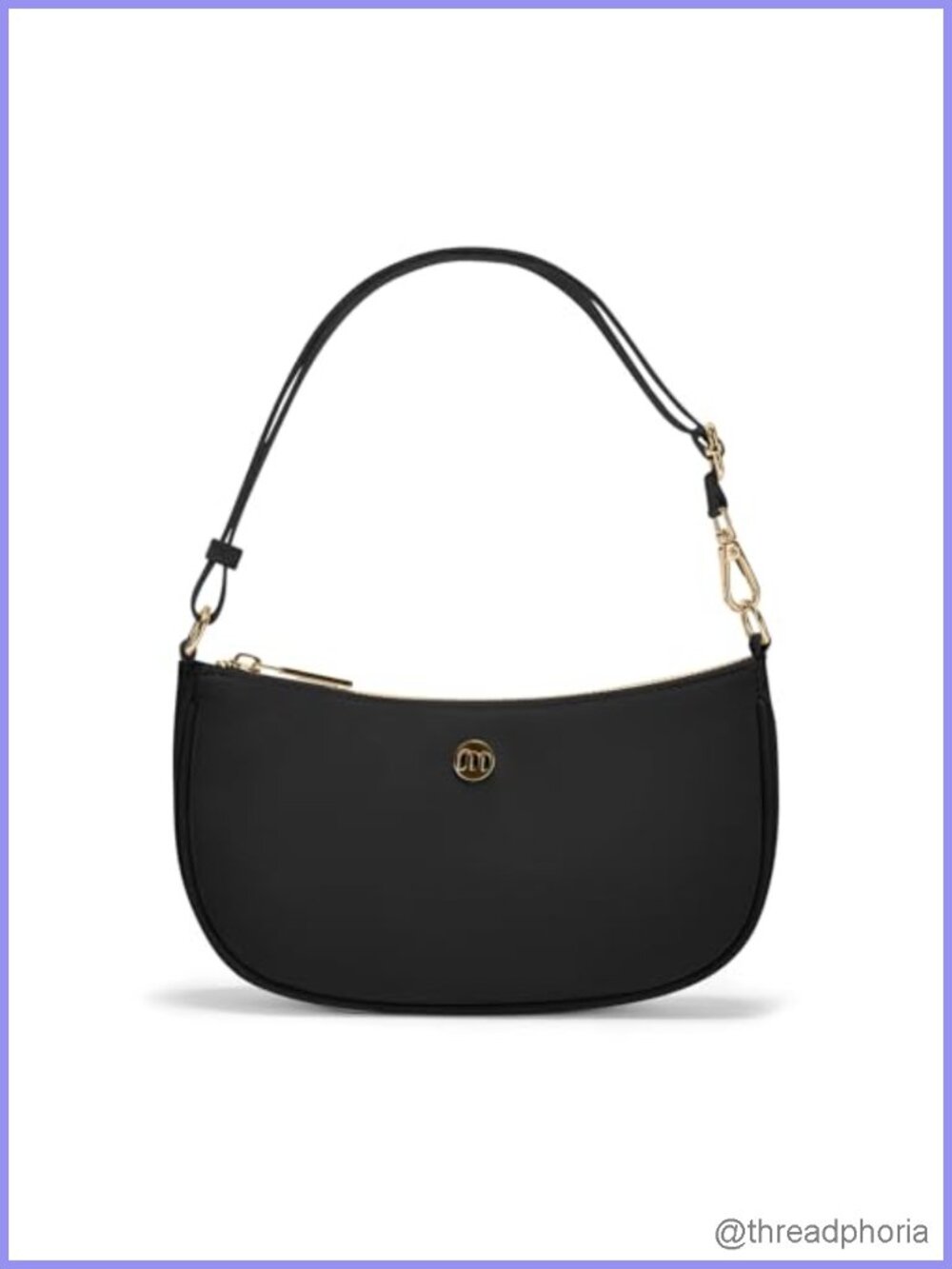 Nylon Shoulder Bag for Women Adjustable Strap Mini Clutch Purse Crescent Hobo